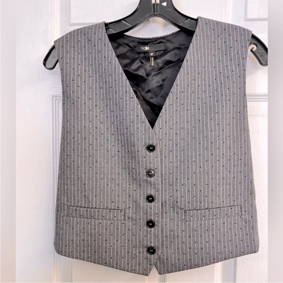Maje VERNY rhinestone Pinstriped Sleeveless Vest NWOT - Picture 3 of 3